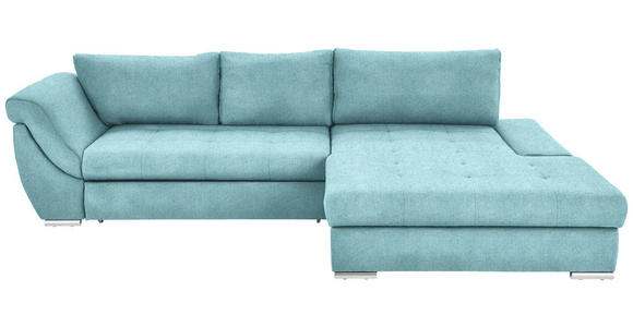 ECKSOFA Türkis Flachgewebe  - Türkis/Silberfarben, Design, Textil/Metall (306/174cm) - Carryhome