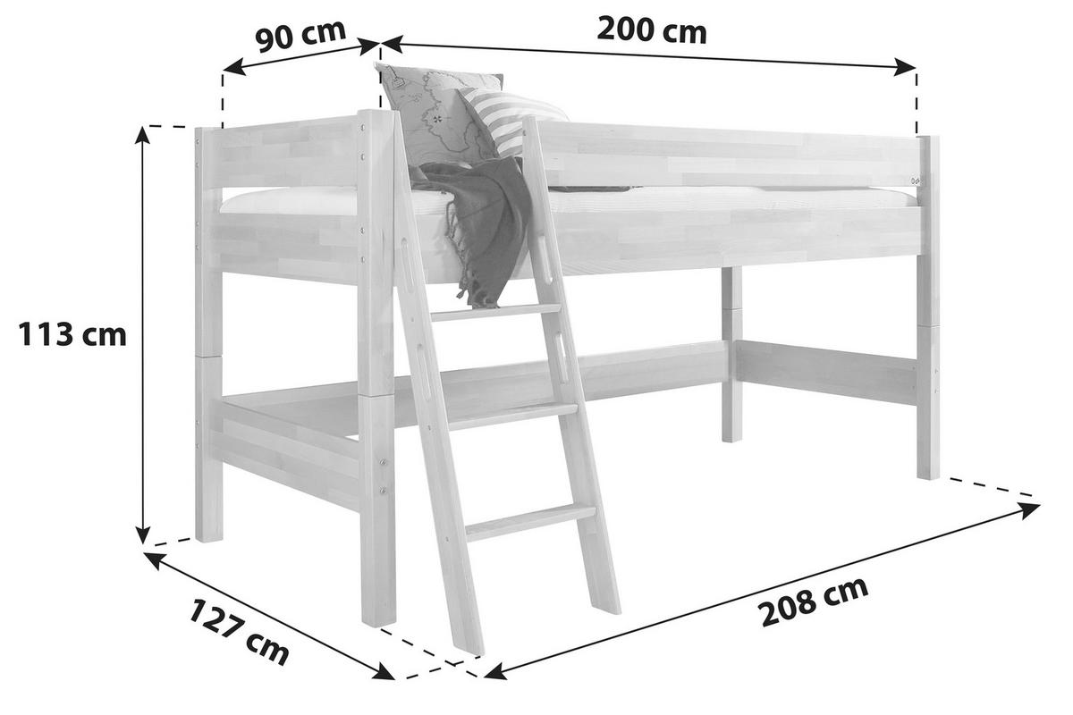 VYSOKÁ POSTEL, 90/200 cm, bílá - bílá, Design, dřevo (90/200cm) - MID.YOU