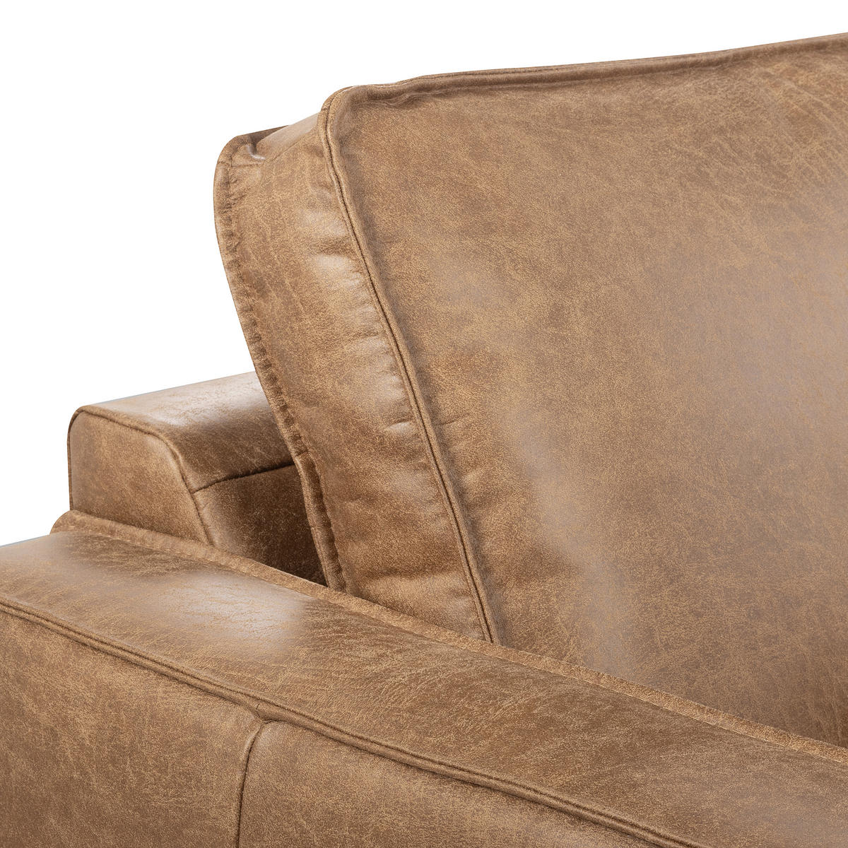 3-SITZER-SOFA Echtleder Lederlook Beige  - Beige/Schwarz, Design, Leder/Textil (188/85/92cm) - Livetastic