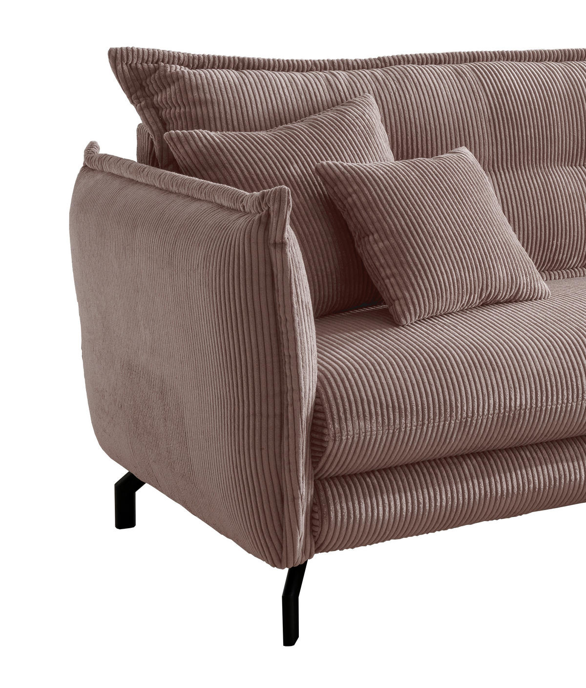 ECKSOFA in Cord Rosa  - Schwarz/Rosa, Modern, Textil/Metall (255/180cm) - Livetastic