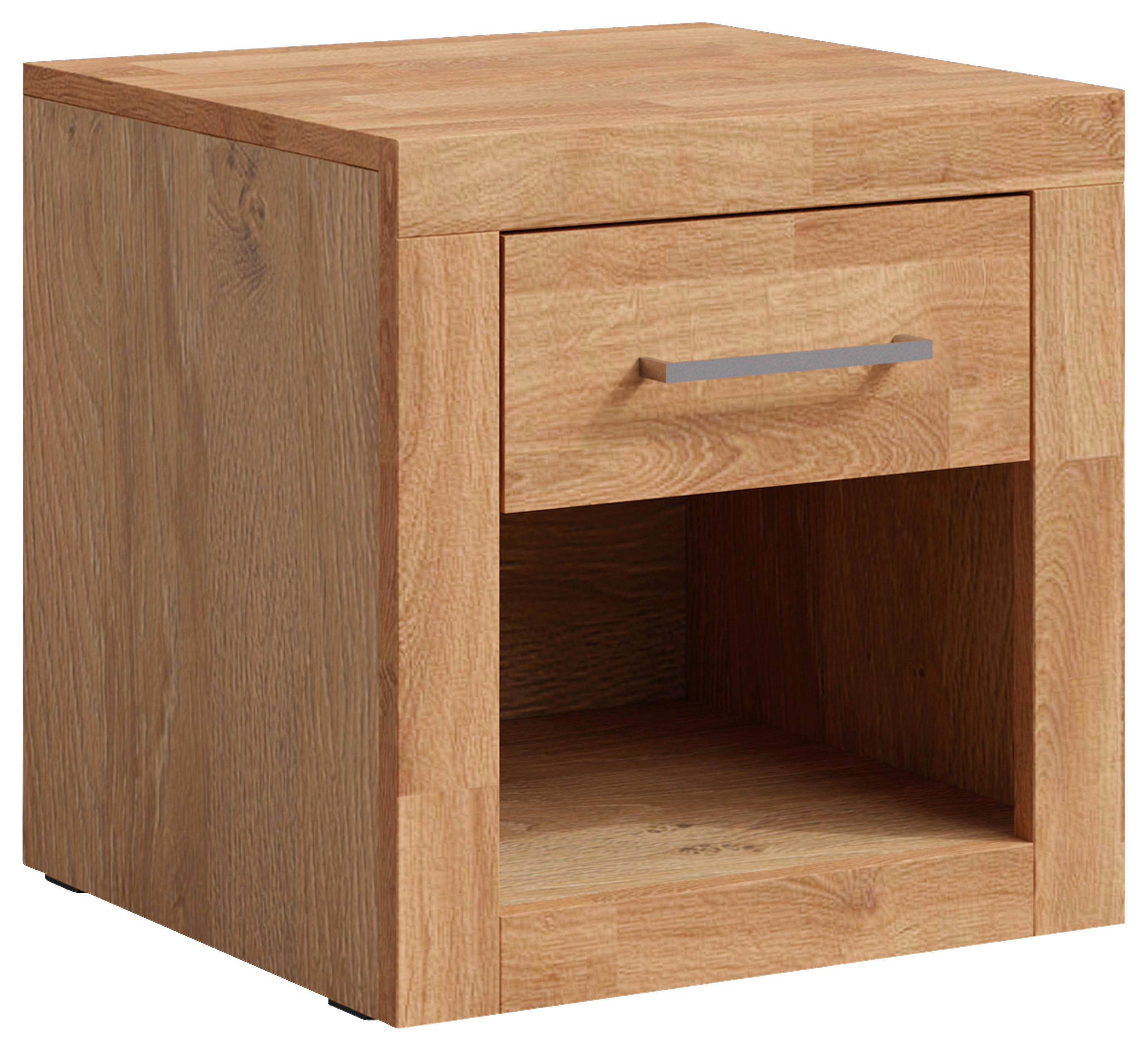 NACHTKÄSTCHEN in massiv Eiche Eichefarben  - Eichefarben/Silberfarben, Natur, Holz/Holzwerkstoff (45/45/42cm) - Linea Natura