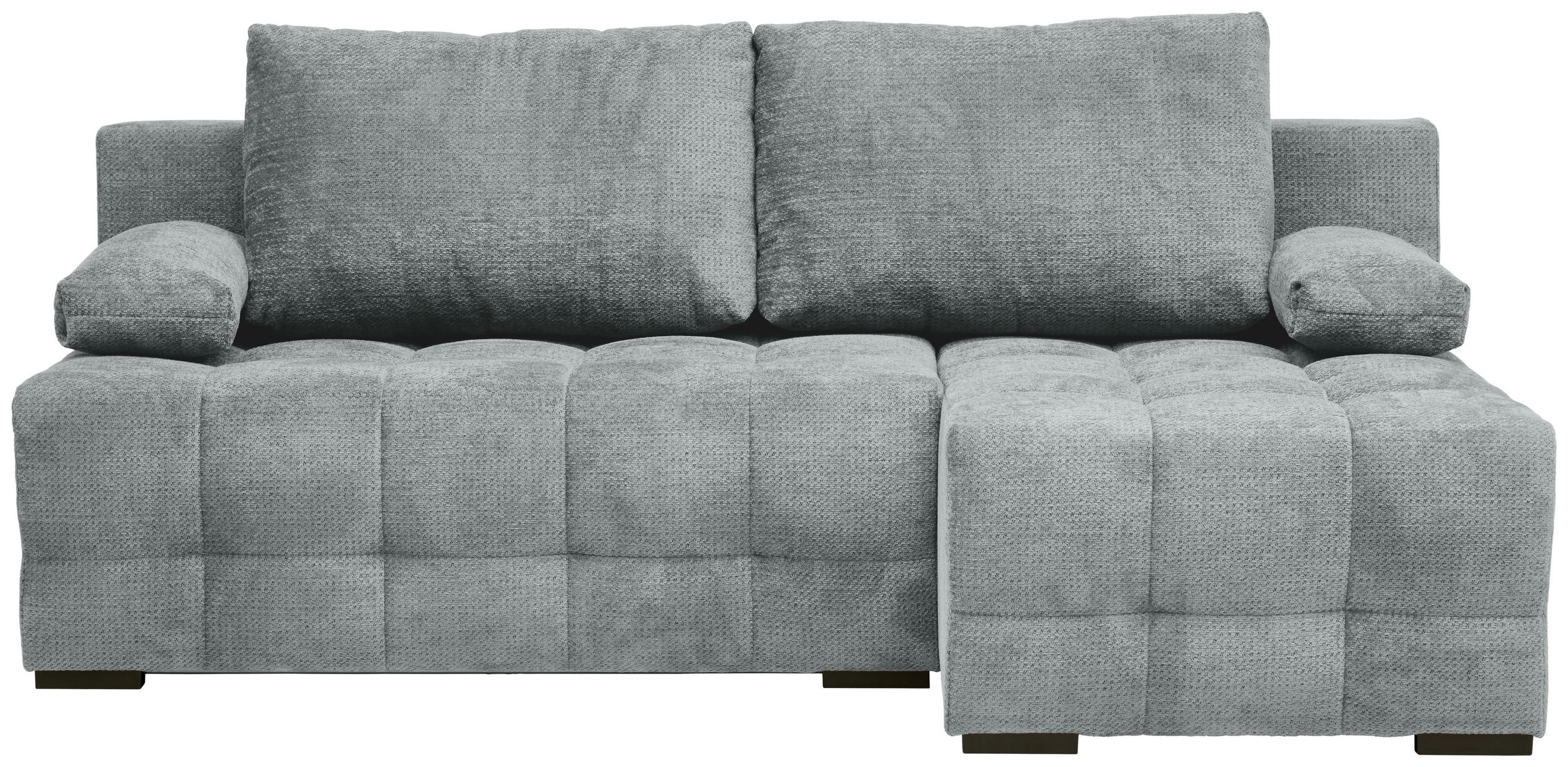 ECKSOFA Grau Chenille  - Schwarz/Grau, MODERN, Kunststoff/Textil (204/145cm) - home24