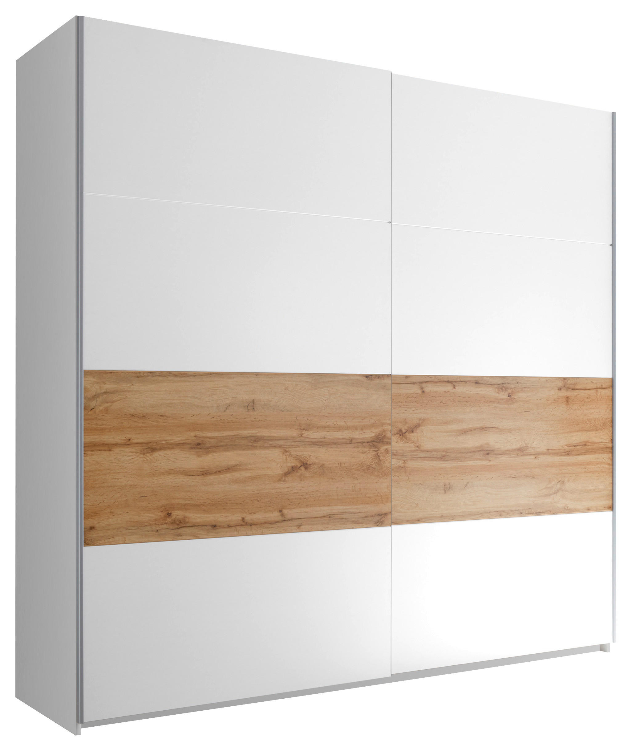 OMARA Z DRSNIMI VRATI, bela, hrast - bela/hrast, Moderno, kovina/leseni material (215/210/60cm) - Hom`in