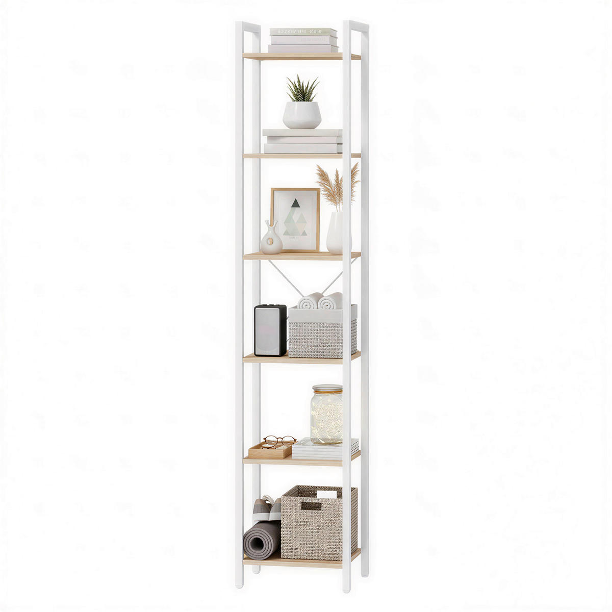 REGAL Weiß, Beige  - Beige/Weiß, Trend, Holzwerkstoff/Metall (40/186/30cm) - Boxxx