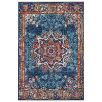 FLACHWEBETEPPICH Wohnzimmer 140/200 cm Luxor Blau, Multicolor rechteckig  - Blau/Multicolor, Design, Kunststoff/Textil (140/200cm) - Hanse Home