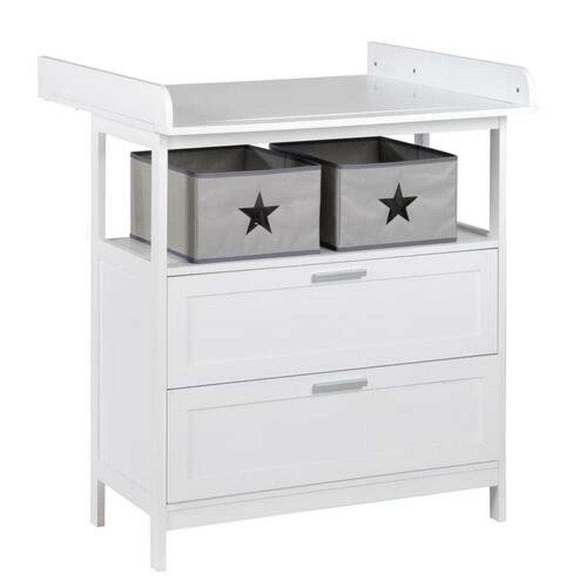 WICKELKOMMODE roba Hamburg Weiß  - Silberfarben/Weiß, Basics, Holzwerkstoff (87/100/75/40cm) - Roba