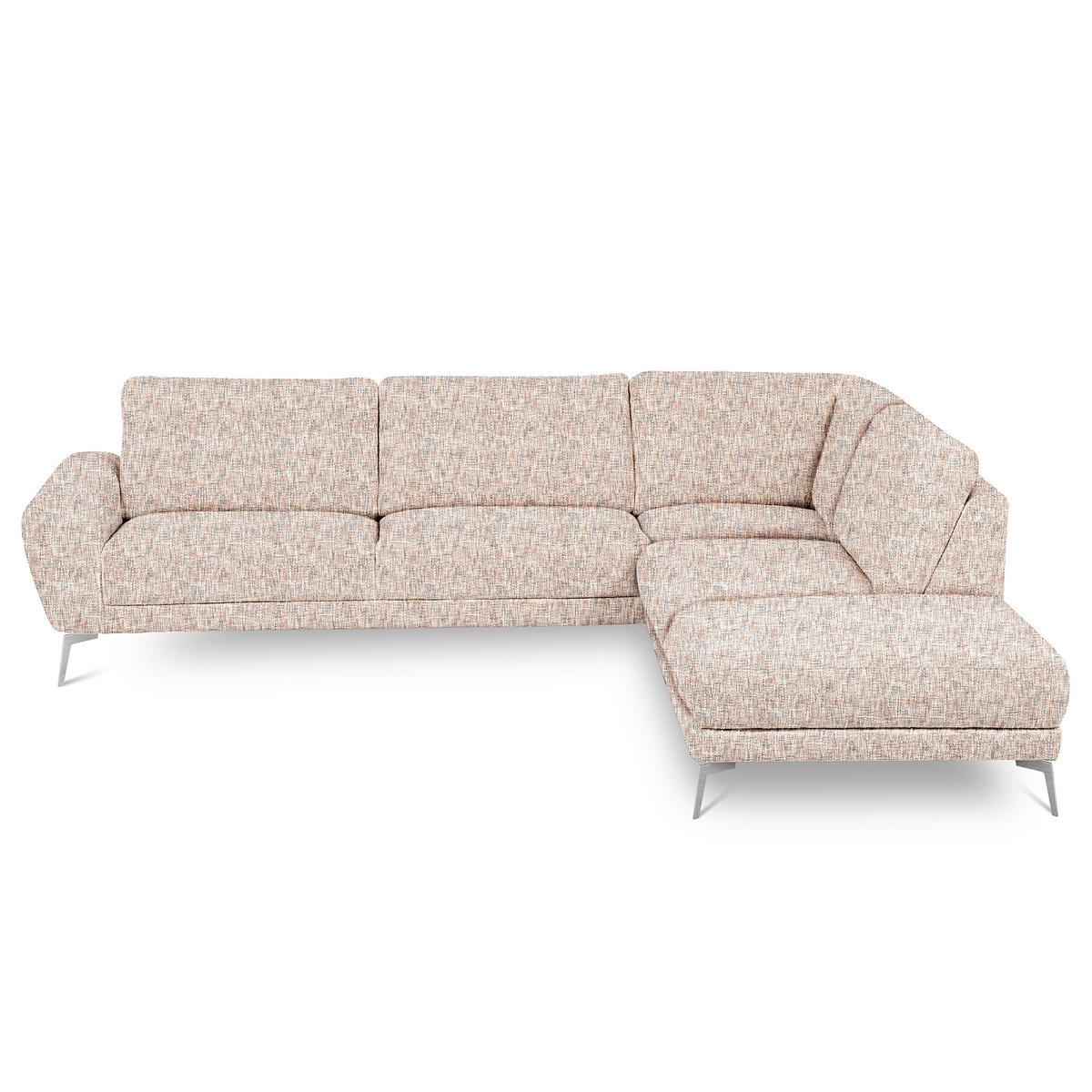 ECKSOFA  Webstoff Blau, Gelb, Rot, Weiss  - Chromfarben/Blau, Design, Textil/Metall (273/250cm) - Livetastic