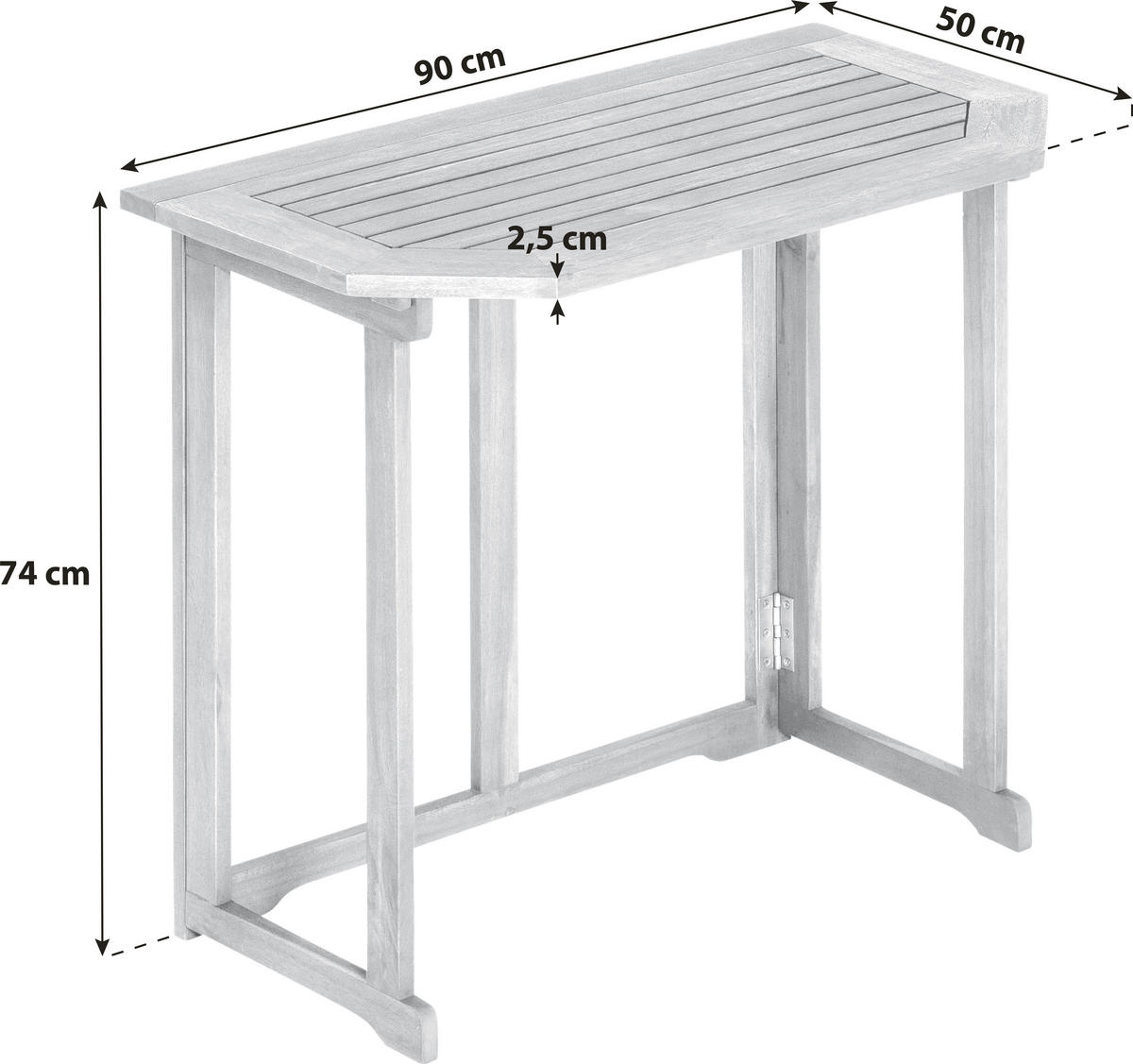 GARTENKLAPPTISCH Holz rechteckig  - Naturfarben, KONVENTIONELL, Holz (90/74/50cm) - Gardenson