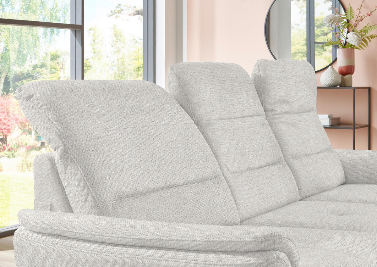 ECKSOFA in Flachgewebe Weiss  - Weiss/Schwarz, Konventionell, Textil/Metall (181/260cm) - Beldomo Speed
