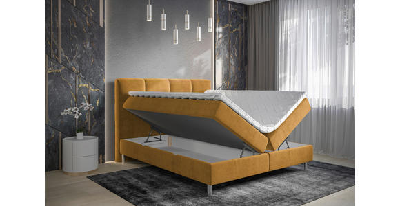 BOXBETT 180/200 cm  in Orange, Currygelb  - Chromfarben/Currygelb, Design, Holz/Holzwerkstoff (180/200cm) - Esposa