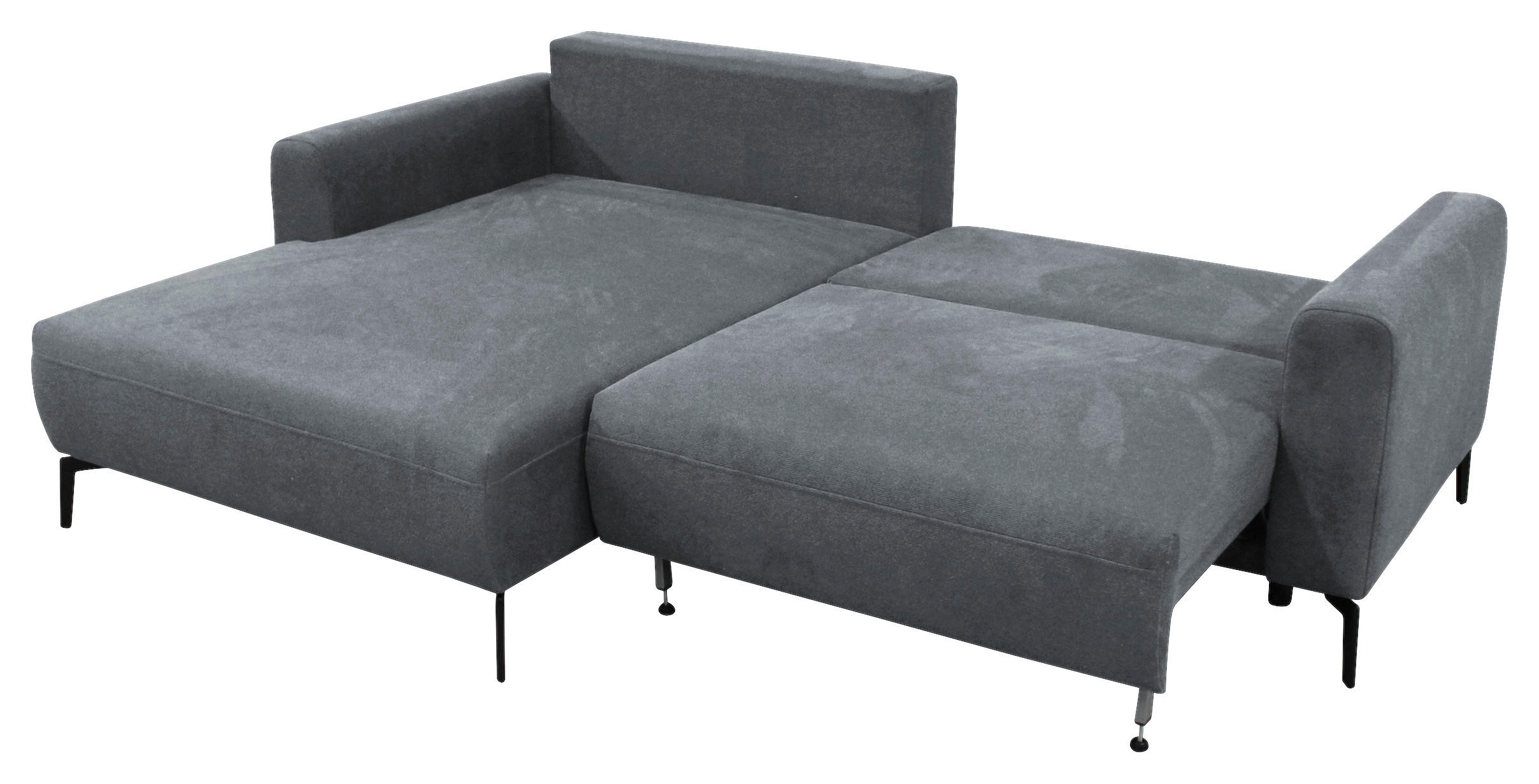 ECKSOFA Hellblau Flachgewebe  - Schwarz/Hellblau, Design, Textil/Metall (163/240cm) - MID.YOU