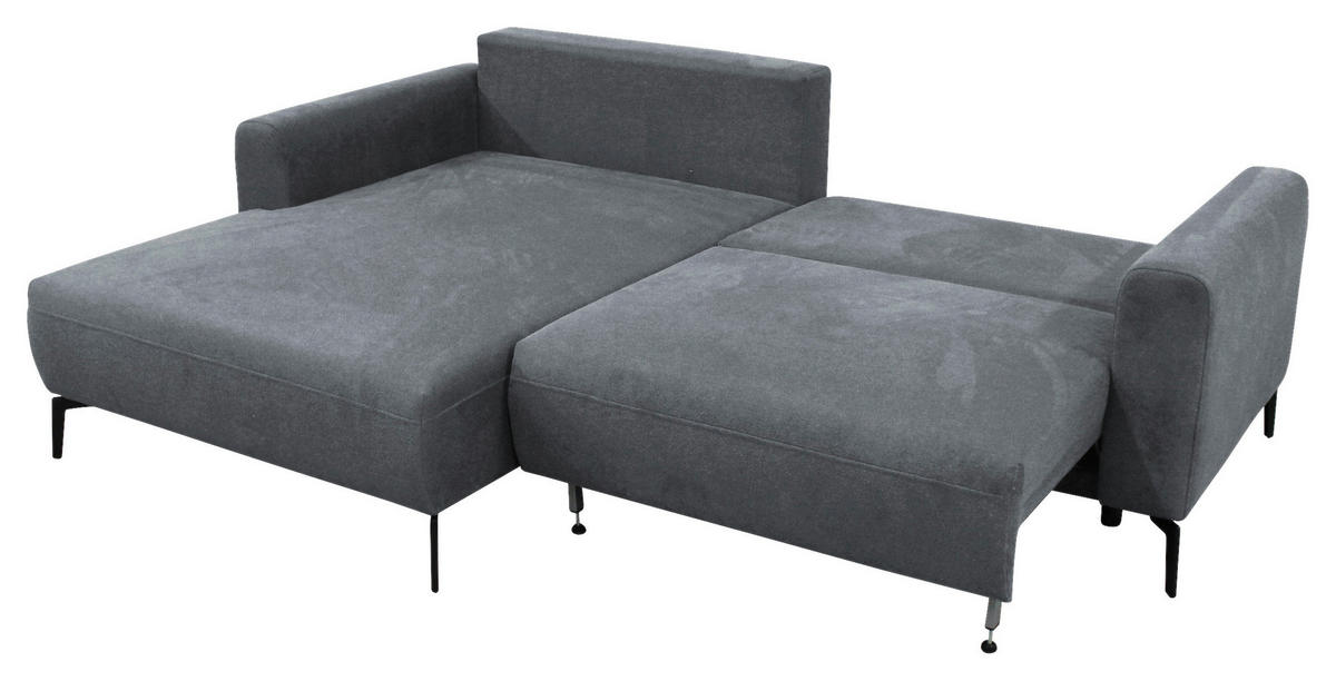 ECKSOFA Hellblau Flachgewebe  - Schwarz/Hellblau, Design, Textil/Metall (163/240cm) - MID.YOU