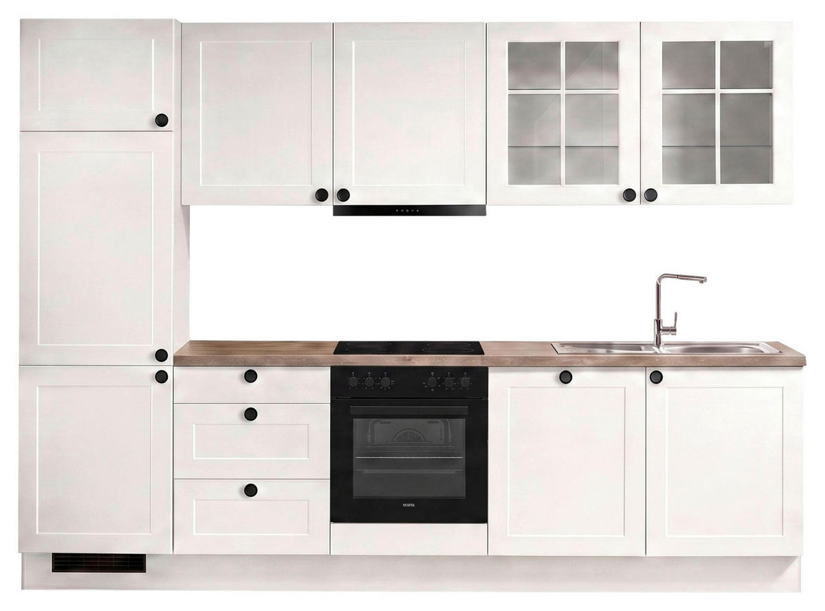 KÜCHENLEERBLOCK IP4250 300 cm  in Braun, Weiß  - Schwarz/Weiß, Basics, Holzwerkstoff/Metall (300cm) - Impuls