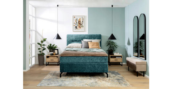 BOXSPRINGBETT 140/200 cm in Petrol - Petrol/Schwarz, Design, Textil/Metall (140/200cm) - Esposa