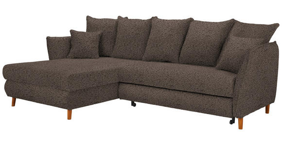 ECKSOFA in Bouclé Graphitfarben  - Eichefarben/Graphitfarben, KONVENTIONELL, Holz/Textil (284/162cm) - Carryhome