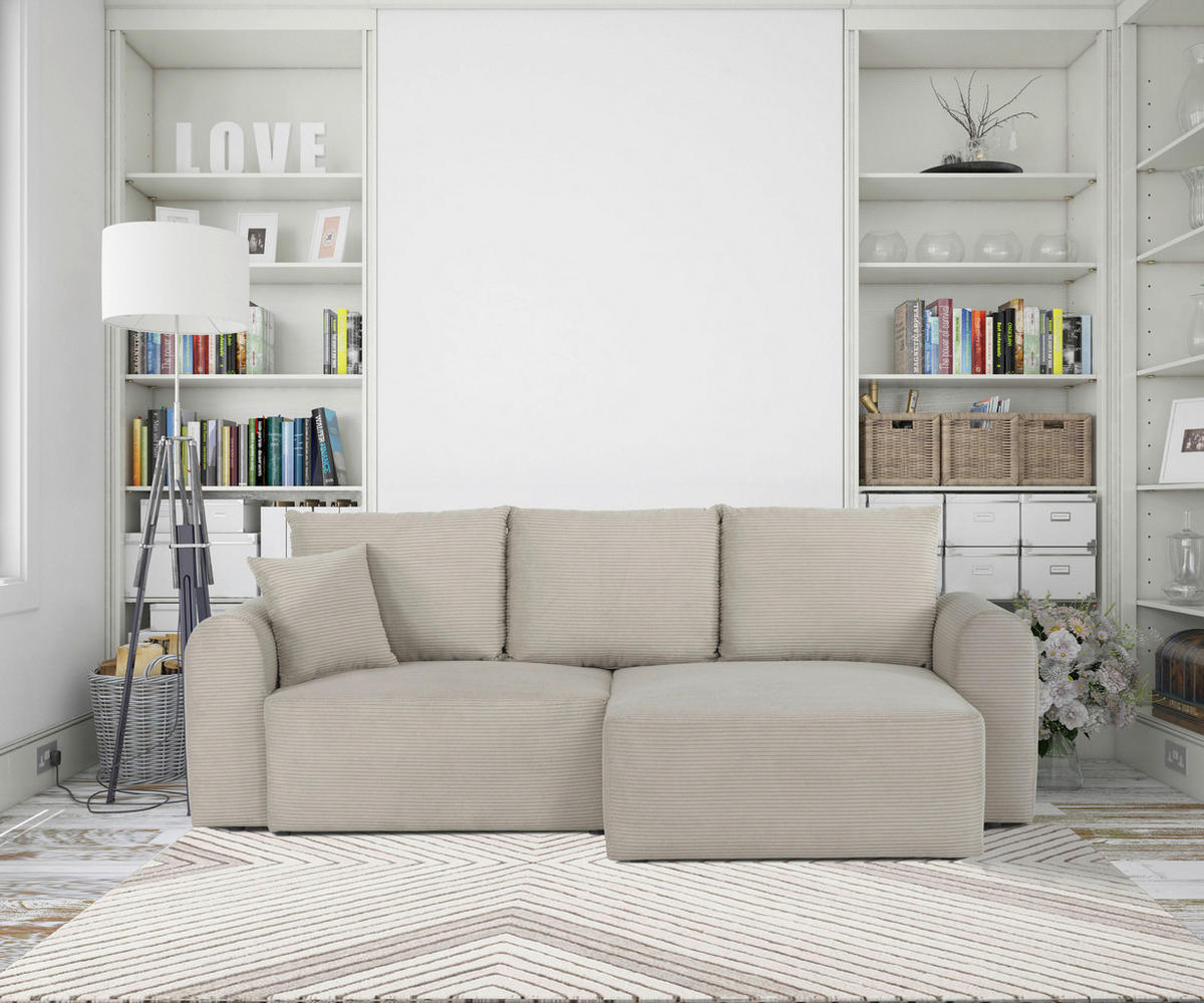 ECKSOFA in Cord Beige  - Beige, Design, Textil (250/151cm) - MID.YOU