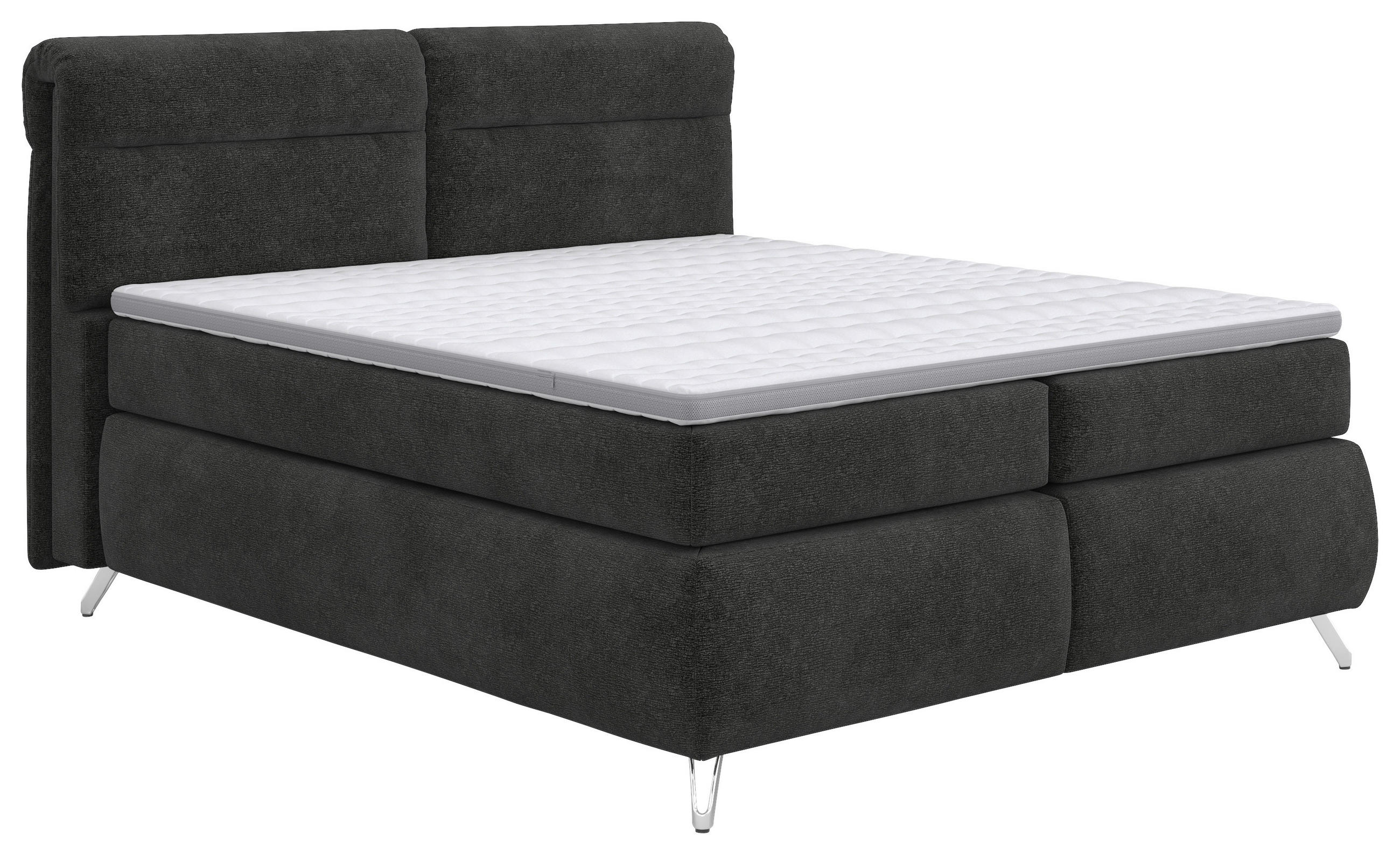 POSTEL BOXSPRING, 180/200 cm, antracitová - barvy chromu/antracitová, Basics, kompozitní dřevo/textil (180/200cm) - Welnova