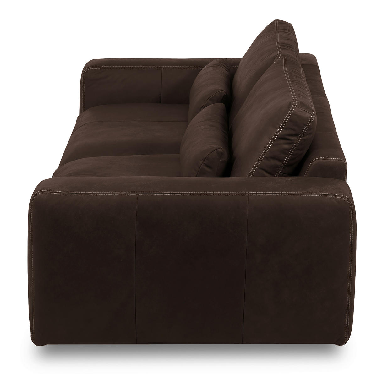 3-SITZER-SOFA  in Echtleder Dunkelbraun   - Dunkelbraun/Beige, Design, Leder/Kunststoff (300/85/123cm) - Livetastic