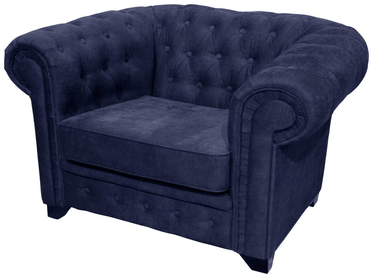 CHESTERFIELD-SESSEL - Blau/Schwarz, KONVENTIONELL, Holz/Holzwerkstoff (91/72/92cm) - Livetastic