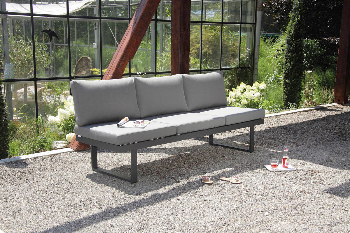 LOUNGEGARNITUR Aluminium  - Anthrazit/Grau, MODERN, Kunststoff/Metall (210/68/77/76cm) - Ambia Garden