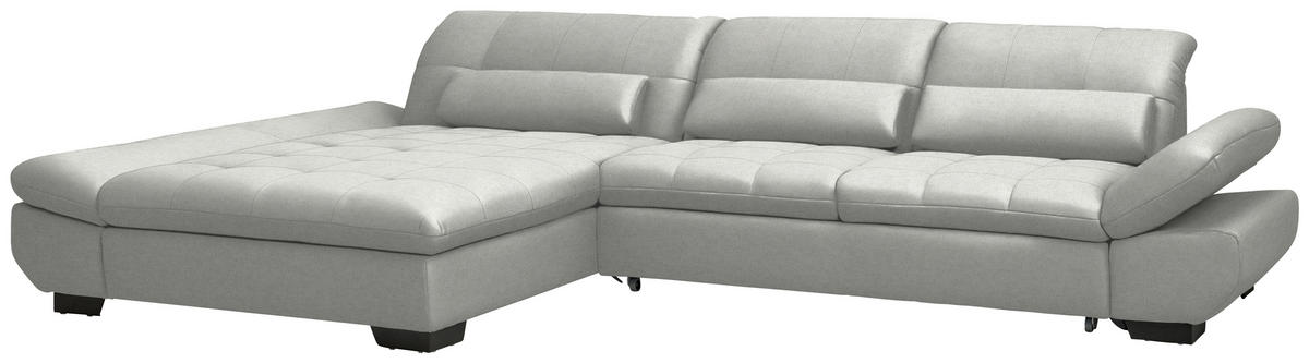 ECKSOFA  in Flachgewebe Weiß  204/341 cm  - Schwarz/Weiß, Design, Textil/Metall (204/341cm) - Xora