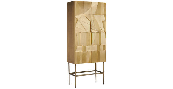 HIGHBOARD in 75/180/40 cm - Hellbraun/Messingfarben, Trend, Holzwerkstoff/Metall (75/180/40cm) - Ambia Home