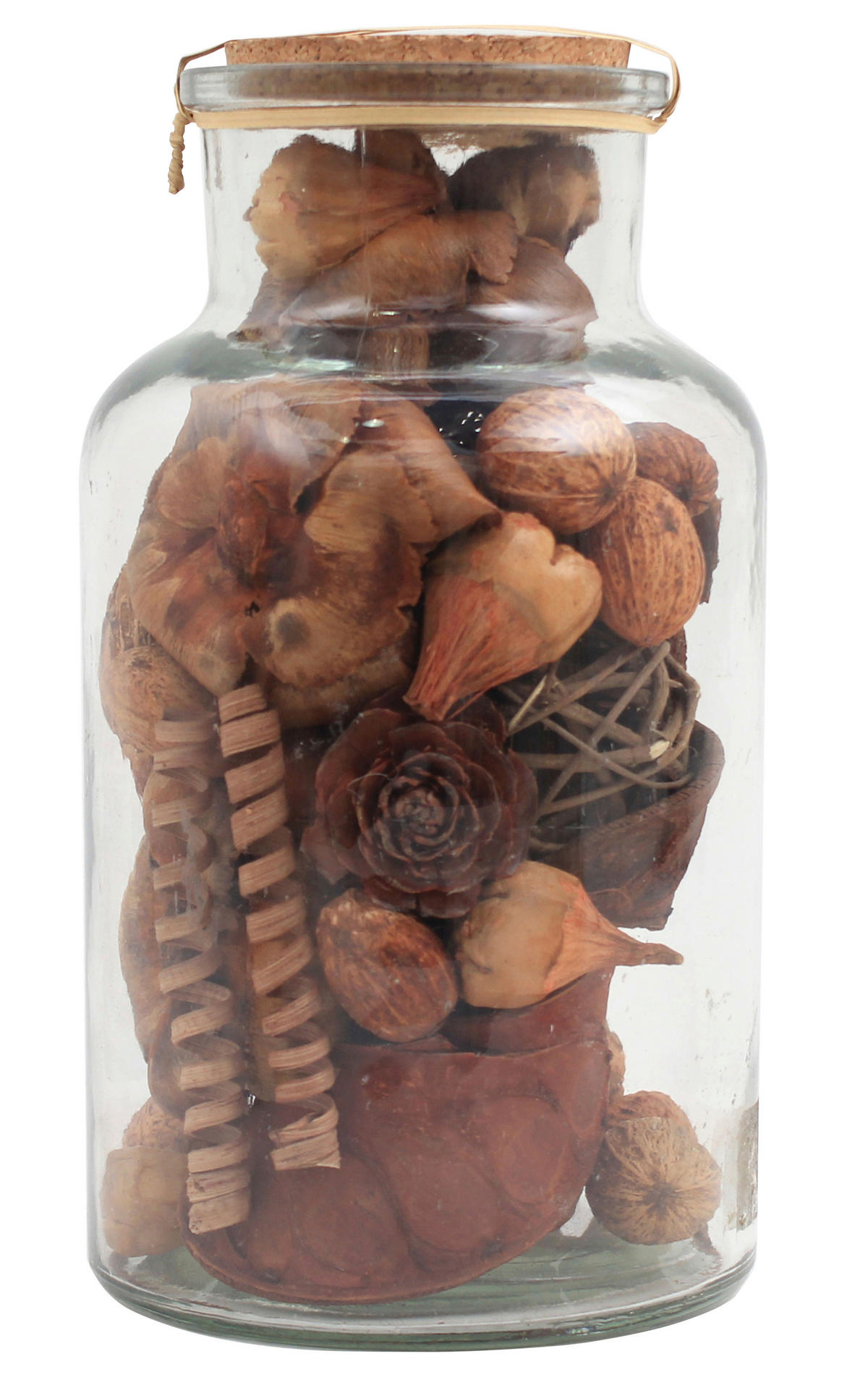 DEKOFLASCHE - Hellbraun, Lifestyle, Glas/Naturmaterialien (14/27/14cm) - Kayoom
