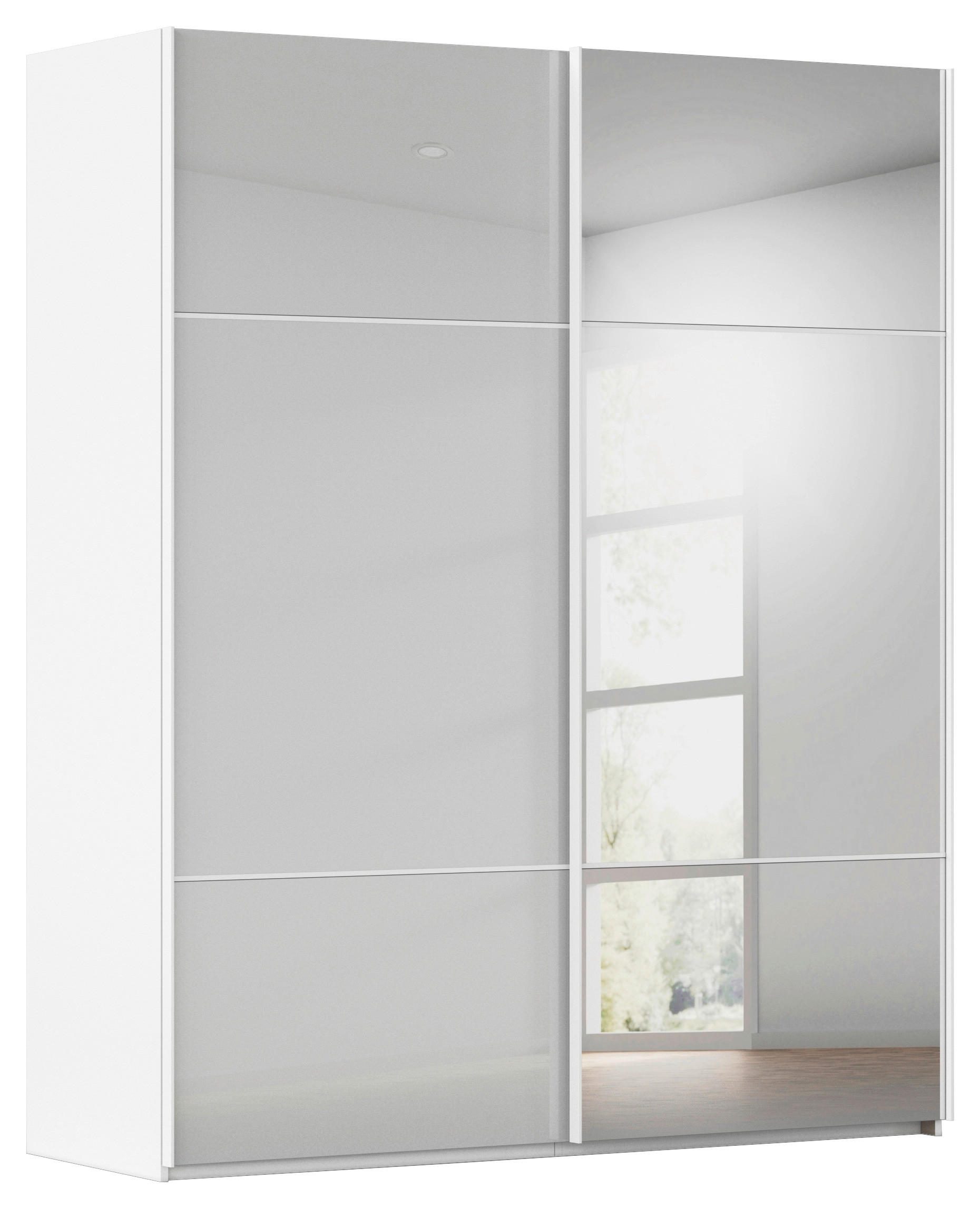 SCHWEBETÜRENSCHRANK 162/223/68 cm 2-türig Grau, Weiß  - Weiß/Grau, KONVENTIONELL, Glas/Holzwerkstoff (162/223/68cm) - Novel