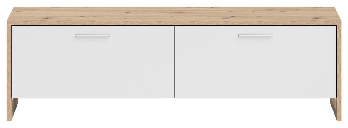 BETTBANK Weiß, Eiche Artisan  - Weiß/Eiche Artisan, Design (160/46/40cm) - Xora