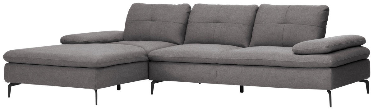 ECKSOFA in Webstoff Anthrazit  179/301 cm  - Anthrazit/Schwarz, Design, Textil/Metall (179/301cm) - Chilliano