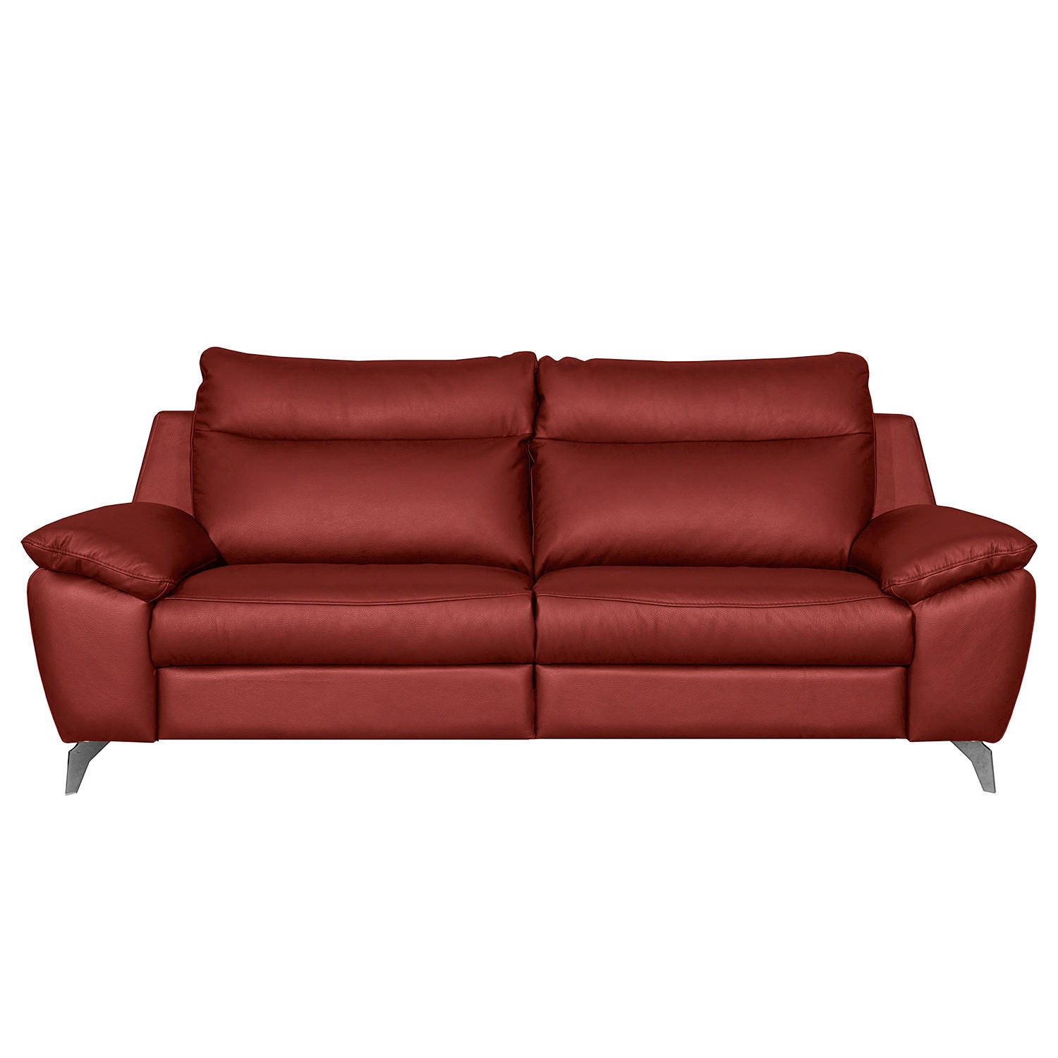 2,5-SITZER 216/95/96 cm PERLE in Echtleder Dunkelrot   - Chromfarben/Dunkelrot, Design, Leder/Metall (216/95/96cm) - Livetastic