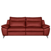 2,5-SITZER 216/95/96 cm PERLE in Echtleder Dunkelrot   - Chromfarben/Dunkelrot, Design, Leder/Metall (216/95/96cm) - Livetastic