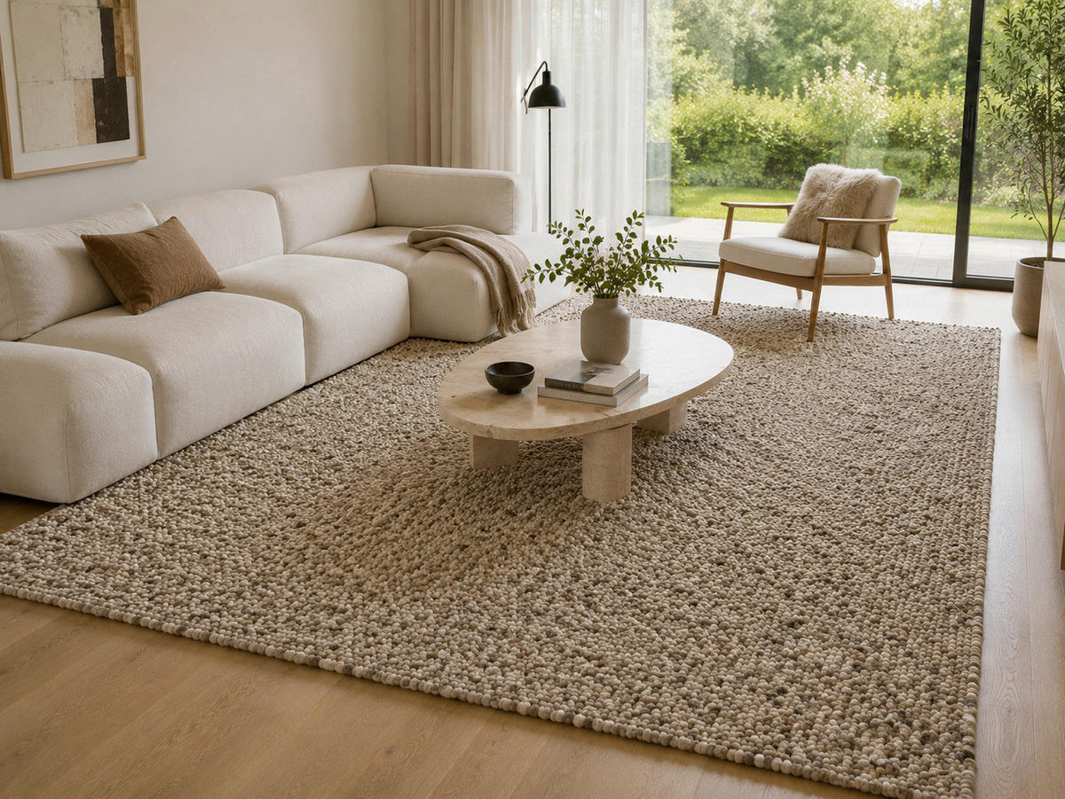 KÉZZEL SZŐTT SZŐNYEG   - barna/szürke, Basics, textil (70/130cm)