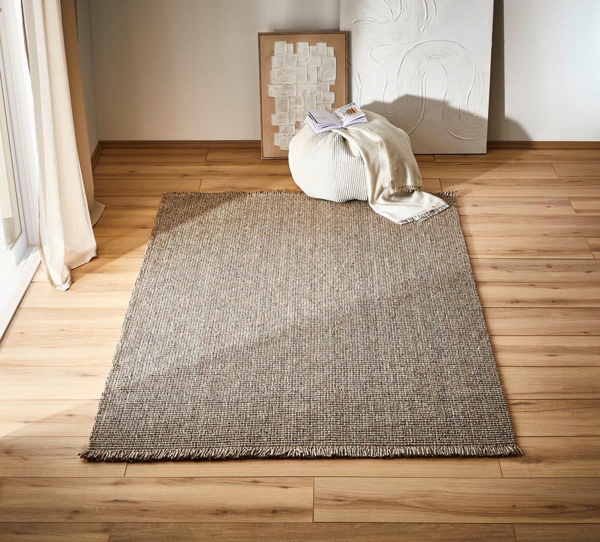 HANDWEBTEPPICH 130/190 cm Naturfarben, Beige  - Beige/Naturfarben, Design, Textil (130/190cm) - Linea Natura