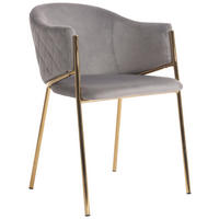 STOLIČKA S PODRÚČKAMI, zamat, sivá, zlatá - sivá/zlatá, Design, kov/textil (60/79/54cm) - Ambia Home