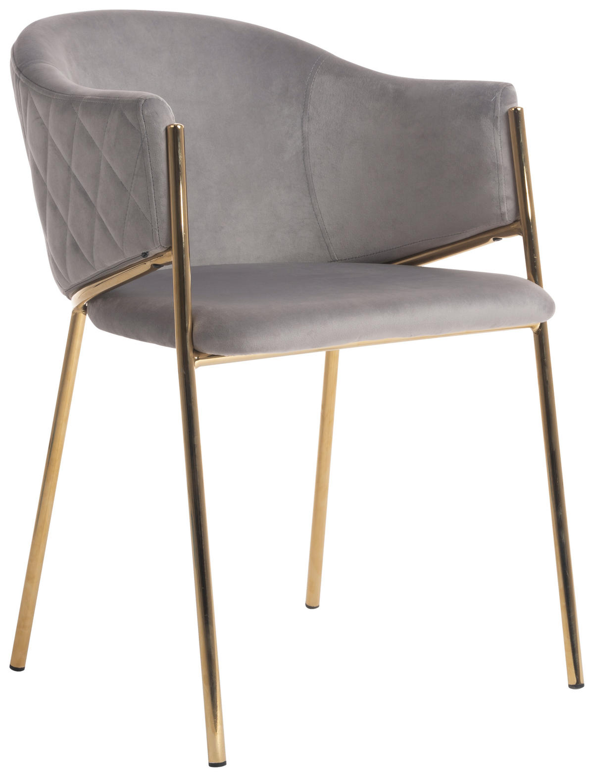 STOLIČKA S PODRÚČKAMI, zamat, sivá, zlatá - sivá/zlatá, Design, kov/textil (60/79/54cm) - Ambia Home