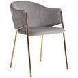ARMLEHNSTUHL in Samt - Goldfarben/Grau, Design, Textil/Metall (60/79/54cm) - Ambia Home