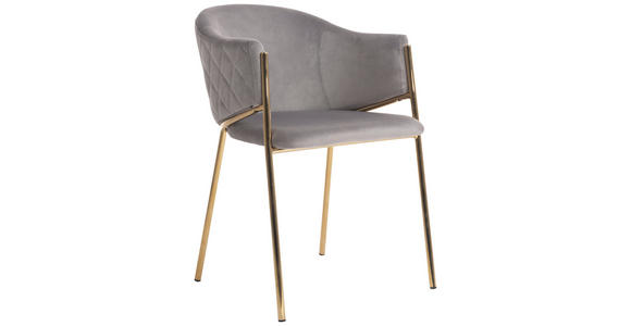 ARMLEHNSTUHL in Samt - Goldfarben/Grau, Design, Textil/Metall (60/79/54cm) - Ambia Home