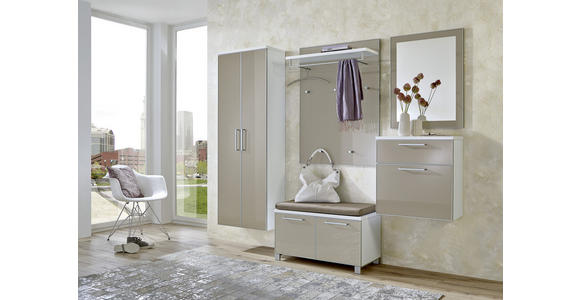 GARDEROBENSCHRANK 61/170/31 cm - Taupe/Silberfarben, Design, Glas/Holzwerkstoff (61/170/31cm) - Novel