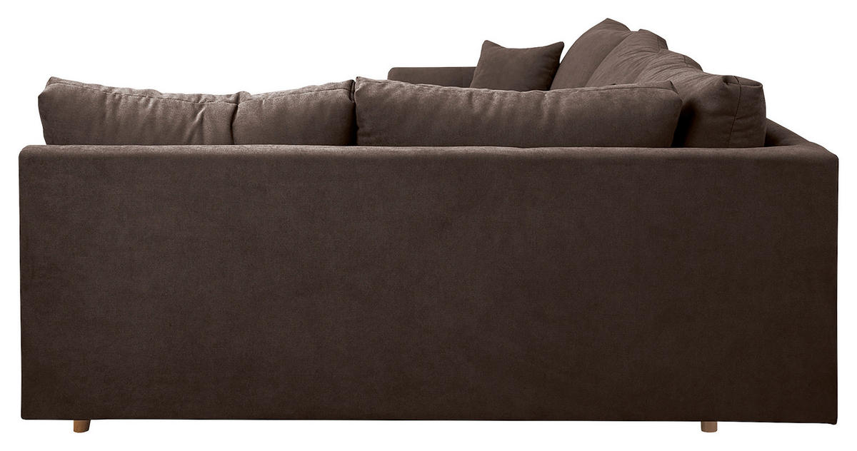 ECKSOFA inkl. Hocker Ariella Graubraun Mikrofaser  - Graubraun/Naturfarben, Design, Holz/Textil (161/231cm) - Livetastic