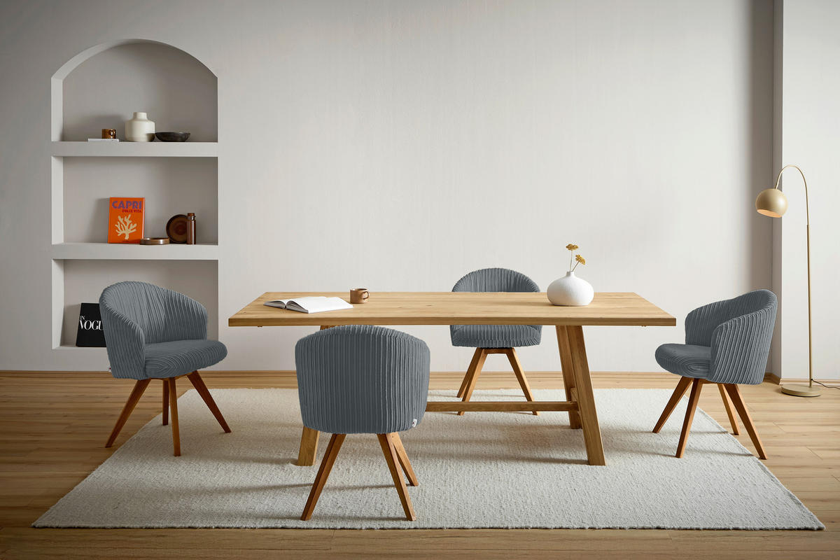 ARMLEHNSTUHL  in Feincord  - Eichefarben/Dunkelgrau, KONVENTIONELL, Holz/Textil (61/82/59cm) - Stylife