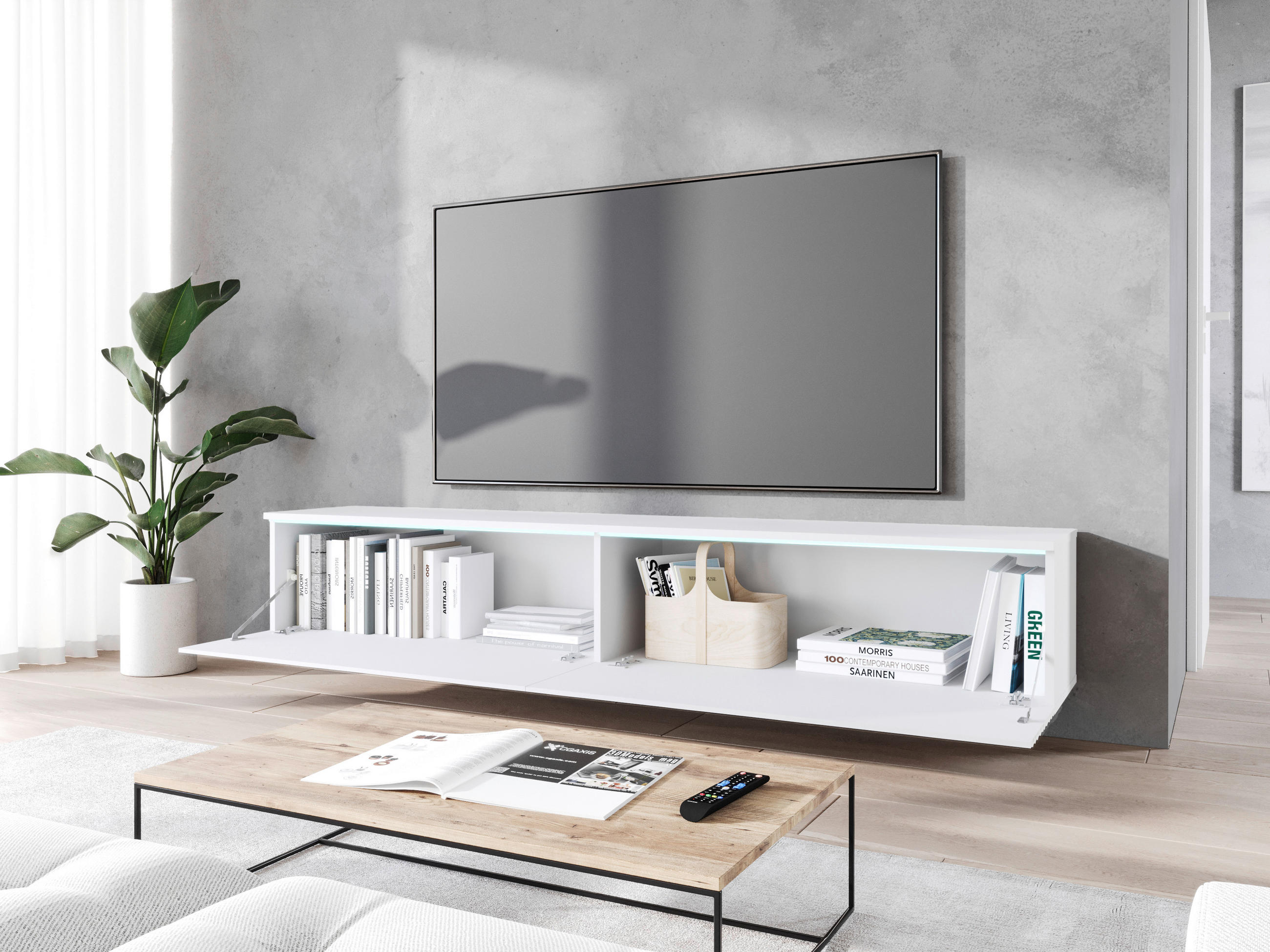 TV-BÄNK Vera  i 180/30/33 cm  - vit/grå, Lifestyle, trämaterial/plast (180/30/33cm) - P & B