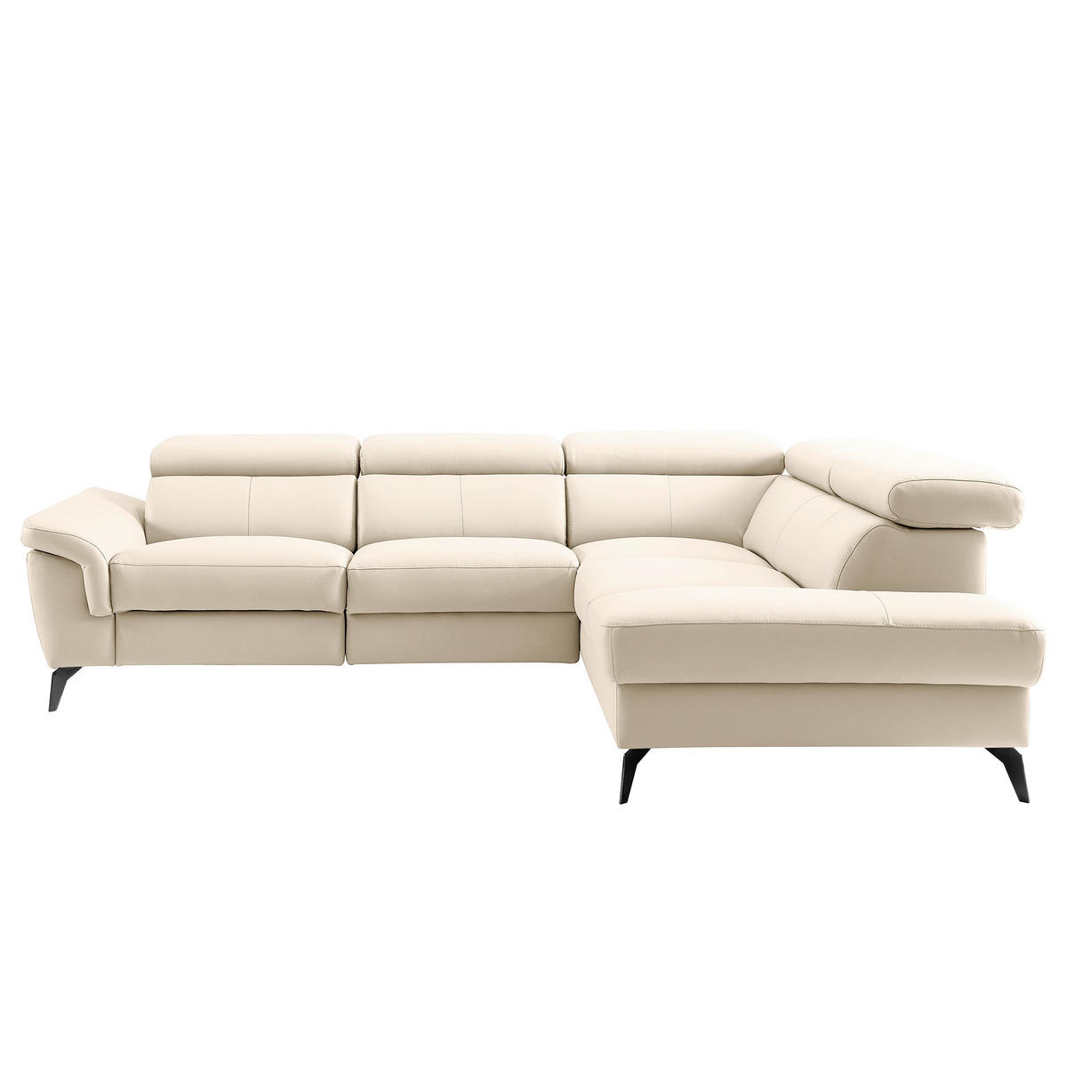 ECKSOFA SONO in Lederlook Echtleder Grau Bettkasten, Armteilverstellung, Kopfteilverstellung  265/210 cm  - Schwarz/Grau, Design, Leder/Textil (265/210cm) - Livetastic