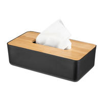 TASCHENTUCHBOX - Schwarz/Naturfarben, Basics, Naturmaterialien/Kunststoff (24/7,5/12,7cm) - Wenko