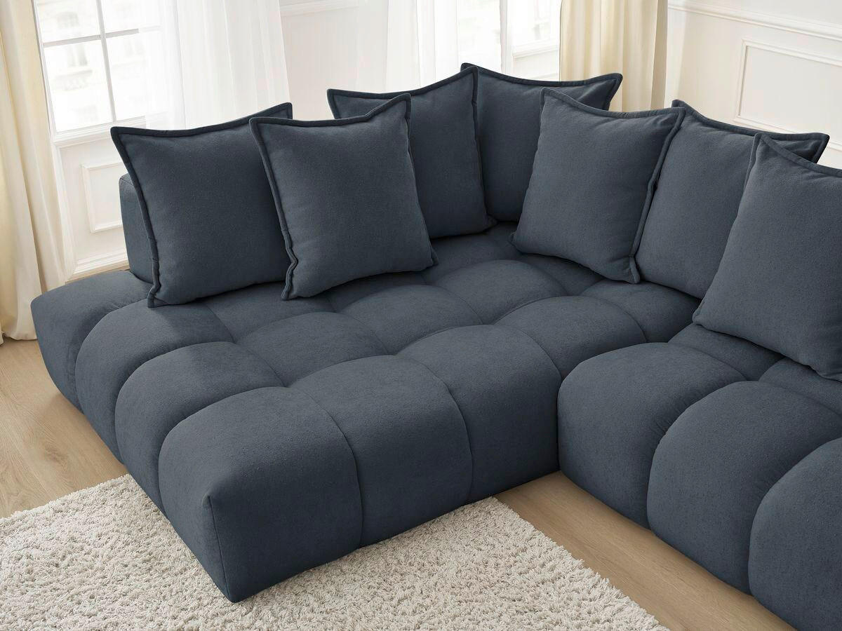 ECKSOFA Ottomane links  EVEREST Dunkelblau Struktur  - Schwarz/Dunkelblau, MODERN, Kunststoff/Textil (352/210cm)