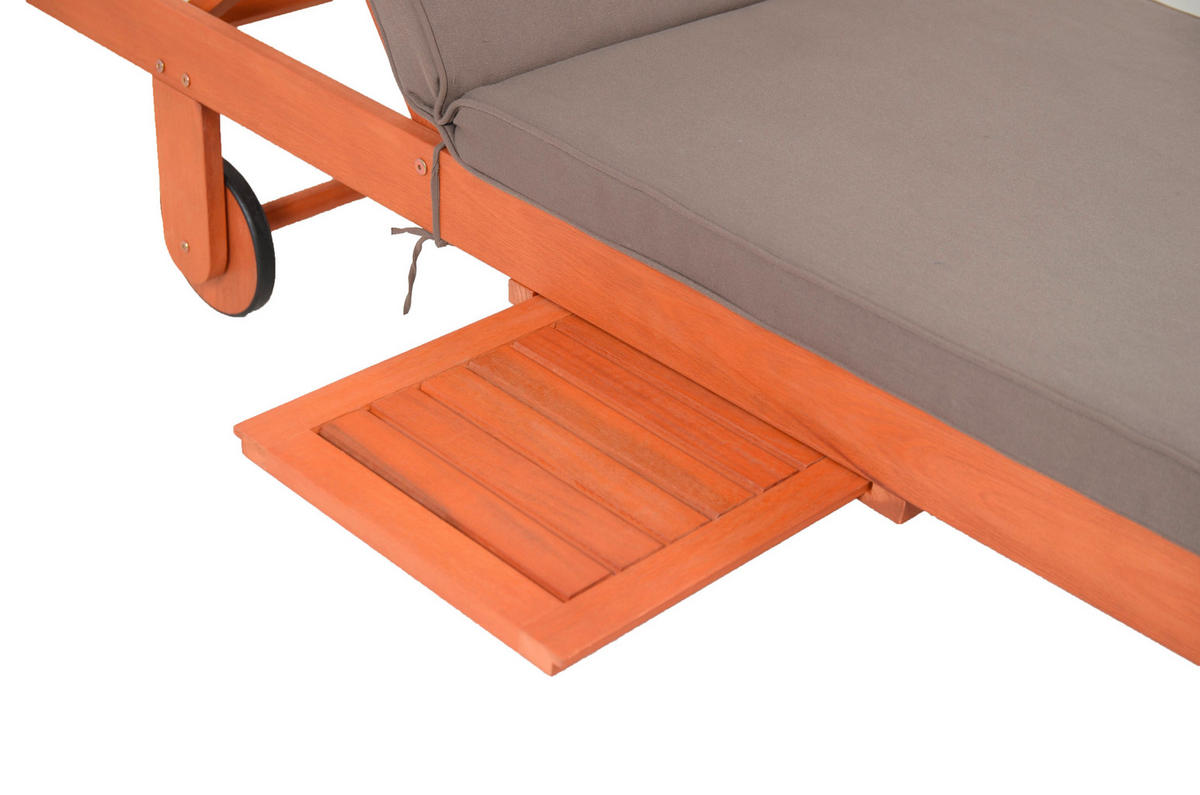 SONNENLIEGE 64/89/183 cm  - Eukalyptusholzfarben/Braun, Basics, Holz/Kunststoff (64/89/183cm) - Gardenson