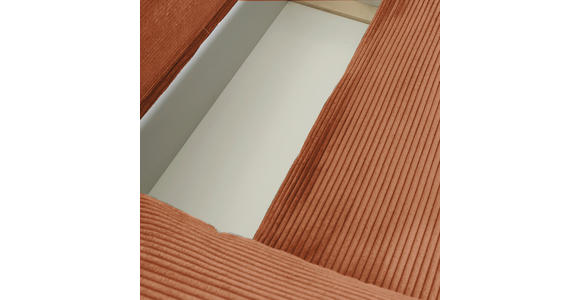 ECKSOFA Rostfarben Cord Rückenkissen, Schlaffunktion, Rücken echt, Stauraum, Liegefläche im Originalstoff  - Rostfarben/Schwarz, KONVENTIONELL, Kunststoff/Textil (266/180cm) - Carryhome