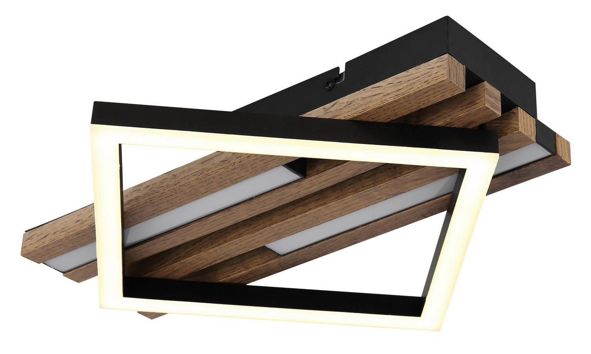STROPNÍ LED SVÍTIDLO, 33/31/7.5 cm - bílá/tmavě hnědá, Natur, kov/kompozitní dřevo (33/31/7.5cm) - Globo