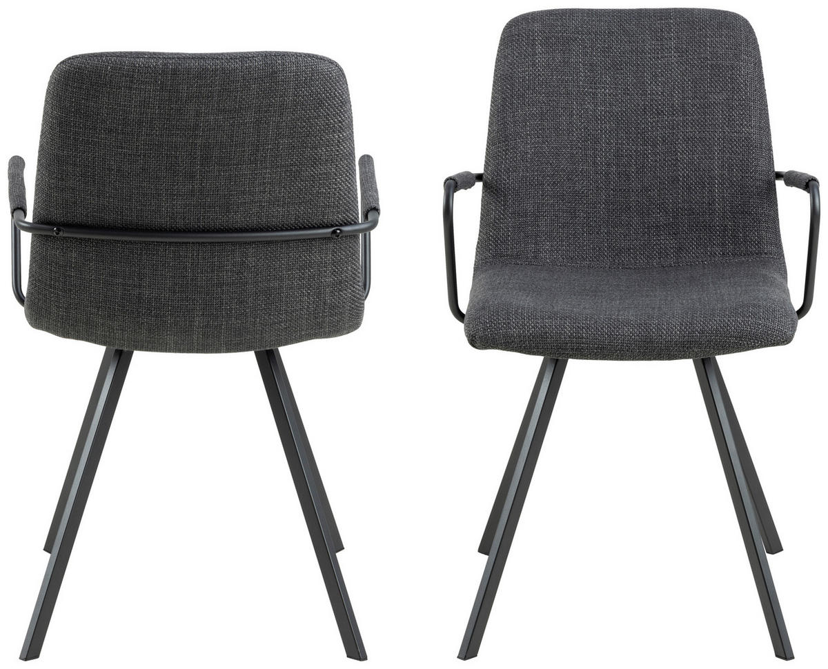 ŽIDLE S PODRUČKAMI, tkaná látka, tmavě šedá - tmavě šedá, Design, kov/textil (55,5/85/50,5cm) - MID.YOU