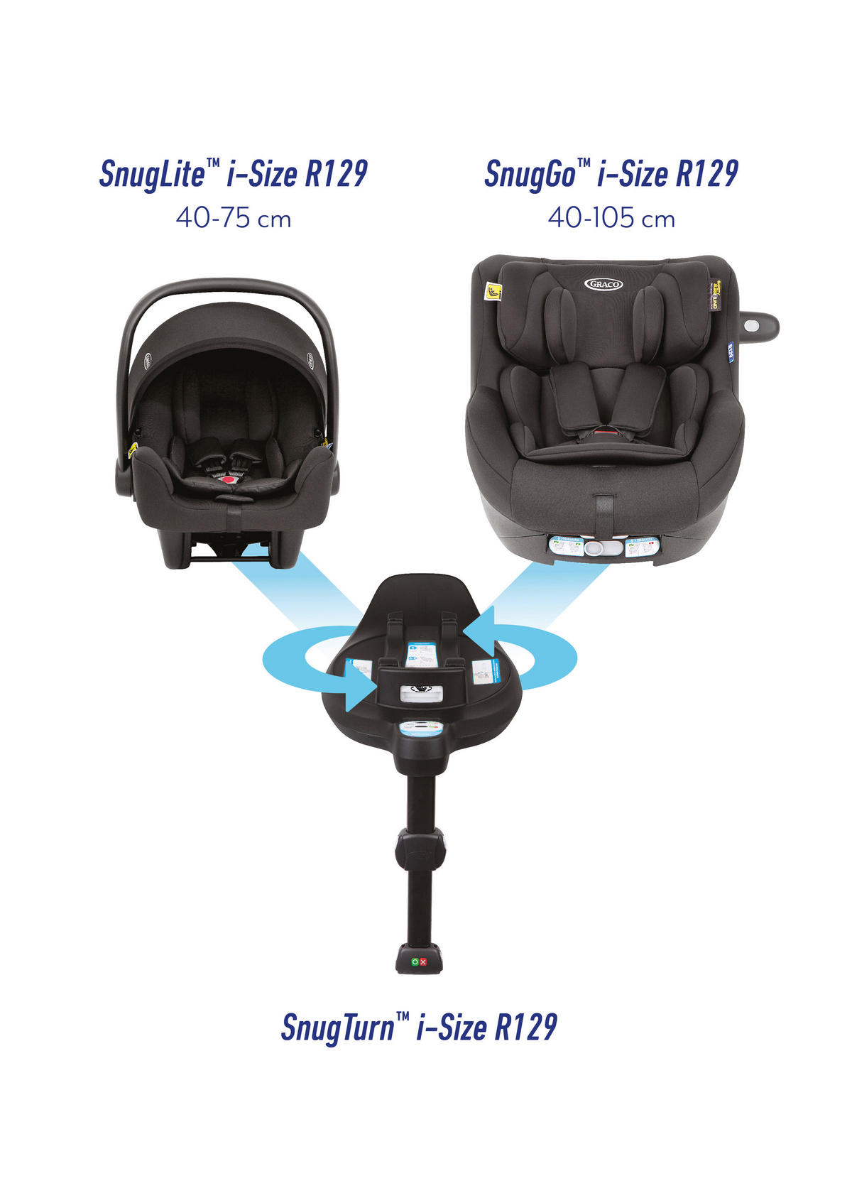 KINDERSITZ-SET Snug Turn Bundle Midnight   - Schwarz, Basics, Kunststoff/Textil (66/43/58cm) - Graco